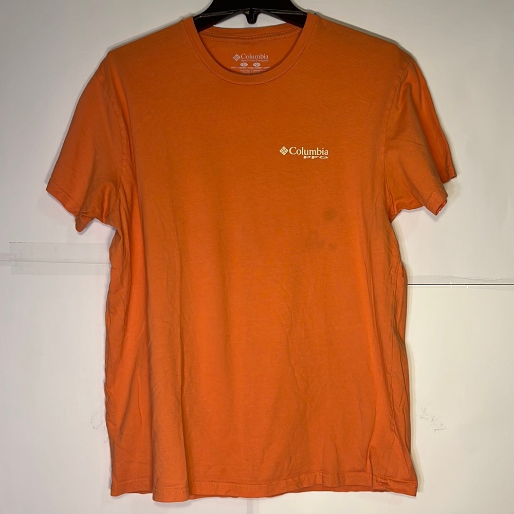 Men’s Columbia PFG Terminal Tackle Orange Short Sleeve Shirt Size Large